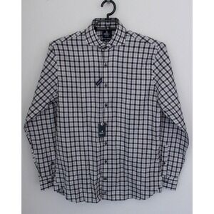 Johnnie-O Shirt Medium Button Down Brown Gingham Top Shelf Long Sleeve Top